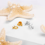 Ichthys Fish Stud Earrings in Silver with 24ct Gold