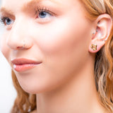 Ivy Leaf Stud Earrings in Silver with 24ct Gold