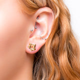 Ivy Leaf Stud Earrings in Silver with 24ct Gold