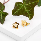 Ivy Leaf Stud Earrings in Silver with 24ct Gold