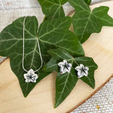 Ivy Leaf Stud Earrings in Silver