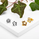 Ivy Leaf Stud Earrings in Silver with 24ct Gold