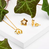 Ivy Leaf Stud Earrings in Silver with 24ct Gold