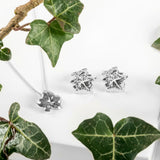 Ivy Leaf Stud Earrings in Silver