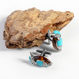 Kingfisher Bird Cufflinks in Silver, Turquoise and Amber