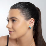 Kingfisher Bird Stud Earrings in Silver, Turquoise and Amber