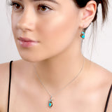 Miniature Kingfisher Bird Necklace in Silver, Turquoise and Amber