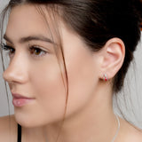 Little Ladybird Stud Earrings in Silver and Coral