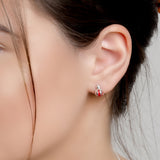 Little Ladybird Stud Earrings in Silver and Coral