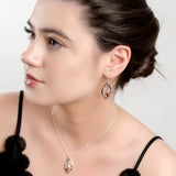 Charming Leaf Hook Earrings in Silver and Amber