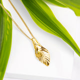 Carved Leaf Necklace in Silver with 24ct Gold