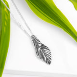 Carved Leaf Necklace in Sterling Silver