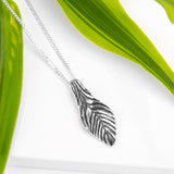 Carved Leaf Necklace in Silver