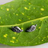 Miniature Leaf Stud Earrings in Silver