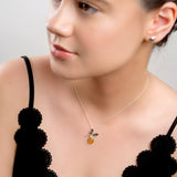 Juicy Lemon Necklace in Silver and Amber