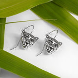 Miniature Leopard Head Hook Earrings in Silver