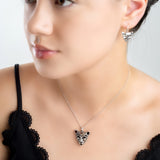 Leopard Head Necklace in Silver and Amber