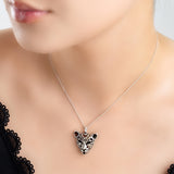 Leopard Head Necklace in Silver and Amber