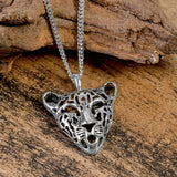 Leopard Head Necklace in Silver and Amber