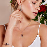 Lily Flower Drop Earrings in Silver and Amber