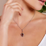 Lily Flower Necklace in Silver and Amber