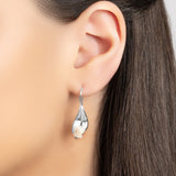 Lily of the Valley Flower Drop Earrings in Silver & Mother of Pearl