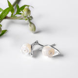 Lily of the Valley Flower Stud Earrings in Silver & Mother of Pearl