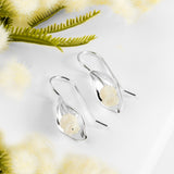 Lily of the Valley Flower Drop Earrings in Silver & Mother of Pearl
