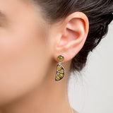 Lime Slice Fruit Drop Earrings in Silver and Green Amber