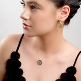 Lime Slice Fruit Necklace in Silver and Green Amber