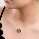 Lime Slice Fruit Necklace in Silver and Green Amber