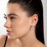 Pretty Lotus Flower Hook Earrings in Silver and Amethyst