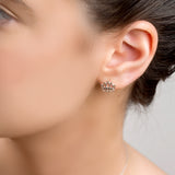 Lotus Flower Stud Earrings in Silver