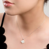Lotus Flower Necklace in Silver and Mother of Pearl