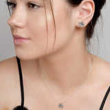 Maple Leaf Stud Earrings in Silver