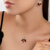 Autumn Maple Leaf Necklace in Silver, Coral and Amber