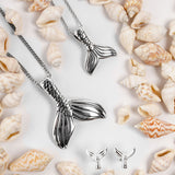 Mermaid Tail Stud Earrings in Silver