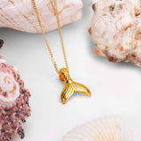 Small Mermaid Tail / Whale Necklace in Silver with 24ct Gold