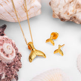Mermaid Tail Stud Earrings in Silver with 24ct Gold