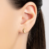 Crescent Moon Stud Earrings in Silver with 24ct Gold