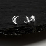 Crescent Moon Stud Earrings in Silver