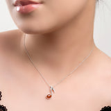 Quaver Music Note Necklace in Silver and Amber
