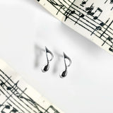 Music Note / Quaver Stud Earrings in Silver