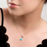Quaver Music Note Necklace in Silver and Turquoise