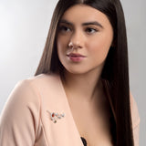 Music Sheet Song Brooch in Silver and Amber