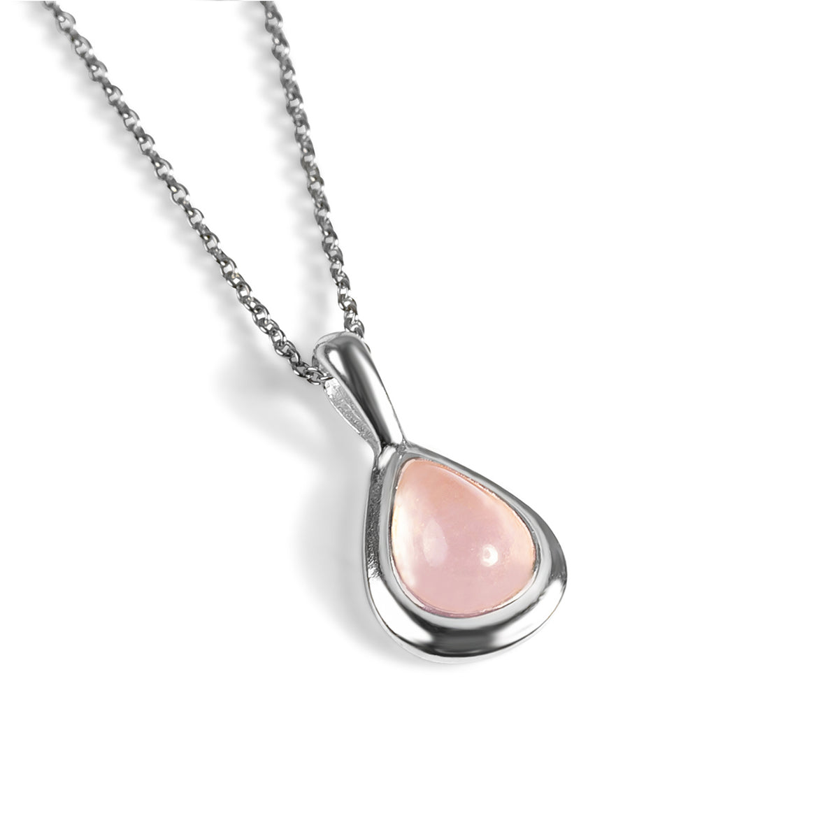 Classic Teardrop Necklace Silver Quartz
