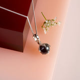 Natural Cultured Black Pearl Necklace in Silver