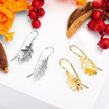 Oak Leaf Hook Earrings in Silver with 24ct Gold