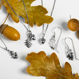 Oak Leaf Hook Earrings in Silver