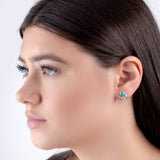 Octopus Stud Earrings in Silver and Turquoise